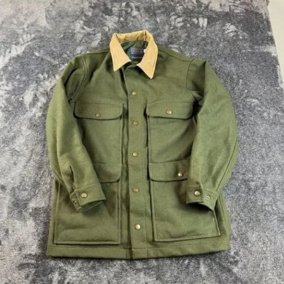 Pendleton Wool Barn Chore Hunting Green Corduroy Jacket Pockets Men's M* - Picture 1 of 8